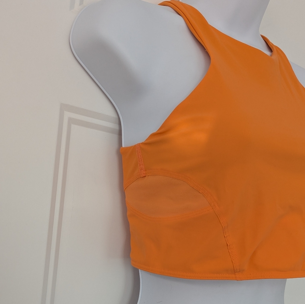 Lululemon Mesh-Back Train Bra Orange High Neck Racerback Crop Top Size 6 - Picture 6 of 9